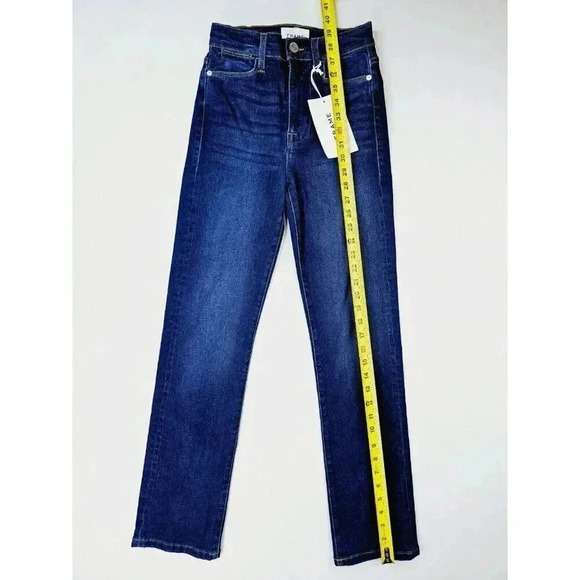 Frame Size 24X30 Women's Le Super High Straight Blue Denim 5 Pocket Jeans NWT - Picture 15 of 16